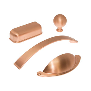 Many styles of copper cabinet handles from Furnitec.  Fast delivery from UK stockist.