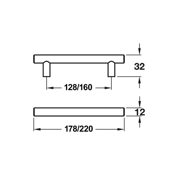 Rubbed Bronze T Bar Handle - 2 Lengths