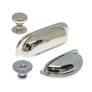 Use polished chrome or nickel cupboard handles to give that modern classic look to your kitchen.
