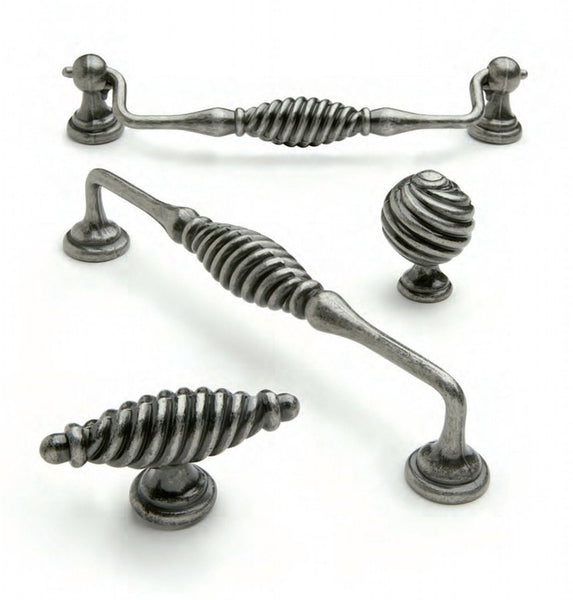 Twister Round Pewter Knob